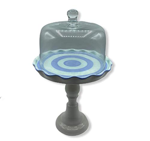 SOPORTE DE LA TORTA OFICIAL BRANDANI TARTERA TORTAS CHUPETÍN DOLOMITA PORCELANA DE CRISTAL AZULES 55527