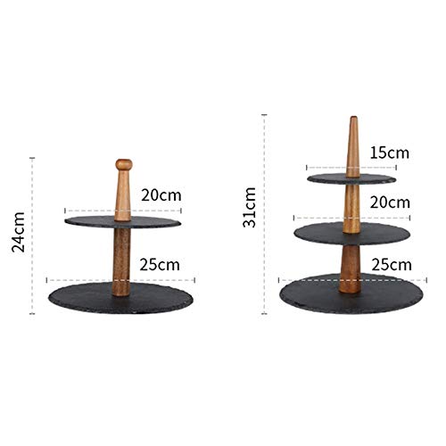 Soporte Pastel De estilo japonés de cerámica de la roca del pincho doble capa Postre rack de tres capas molde for pastel de frutas Placa creativa Decoración de Pasteles Expositor (tamaño : S)