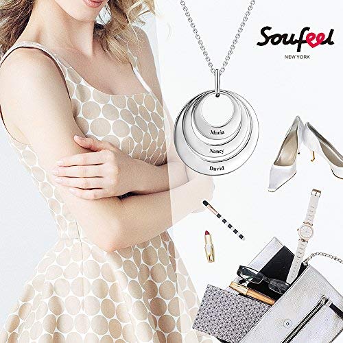 SOUFEEL Collar Plata Colgante con Nombre Personalizados Regalo para Familia Pareja Madre Cadena Más Extención