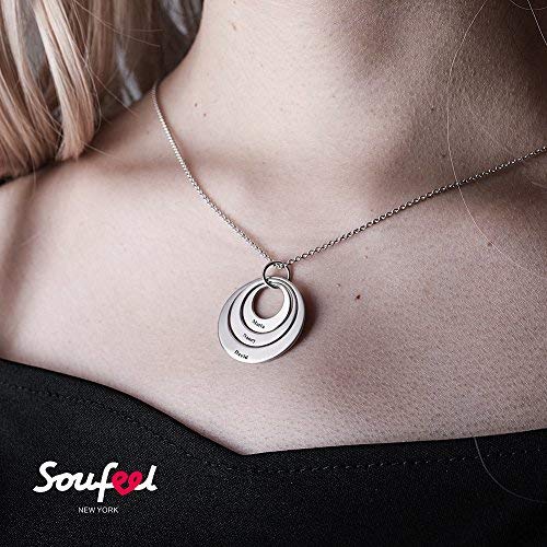 SOUFEEL Collar Plata Colgante con Nombre Personalizados Regalo para Familia Pareja Madre Cadena Más Extención