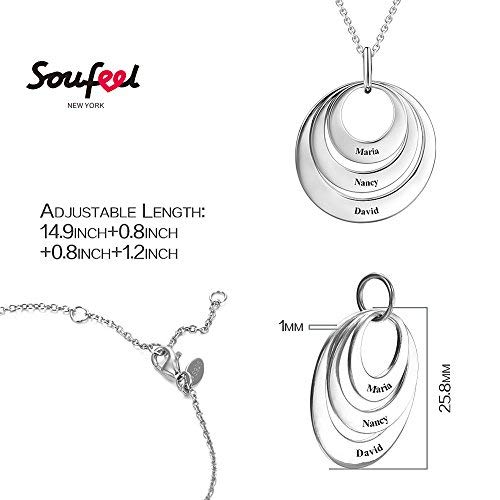 SOUFEEL Collar Plata Colgante con Nombre Personalizados Regalo para Familia Pareja Madre Cadena Más Extención