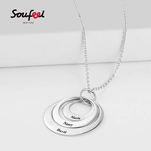 SOUFEEL Collar Plata Colgante con Nombre Personalizados Regalo para Familia Pareja Madre Cadena Más Extención