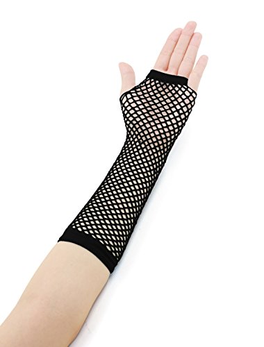 sourcingmap Mujer Hasta El Codo Sin dedos Guantes De Rejilla 2 Pares - Mujer, Negro, sintético, 95% poliéster 5% spandex