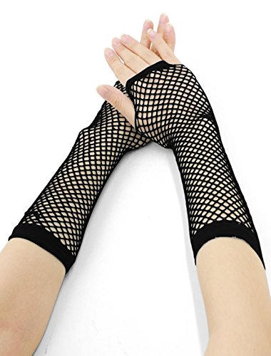 sourcingmap Mujer Hasta El Codo Sin dedos Guantes De Rejilla 2 Pares - Mujer, Negro, sintético, 95% poliéster 5% spandex