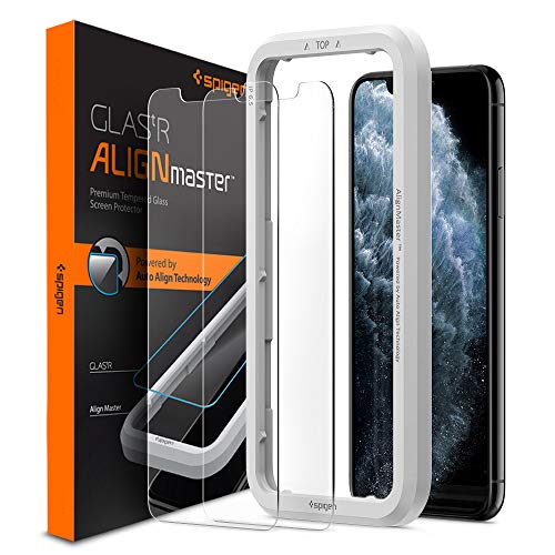 Spigen, 2 Pack, Protector Pantalla iPhone 11 Pro MAX/XS MAX (6.5"), Align Master, Marco de Alineación Incluido, Dureza 9H, Cristal Templado iPhone 11 Pro MAX (AGL00093)