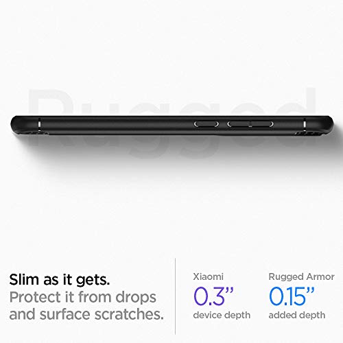 Spigen, Funda Compatible con Xiaomi Redmi Note 8 Pro [Rugged Armor] Absorción de Choque Resistente y diseño de Fibra de Carbono [Compatible con Carga Inalámbrica] - [Negro Mate] ACS00268