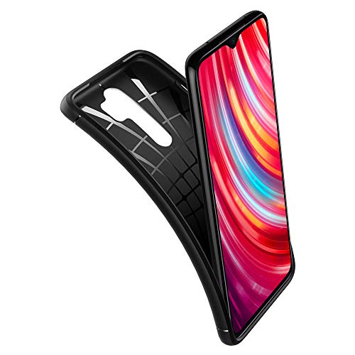 Spigen, Funda Compatible con Xiaomi Redmi Note 8 Pro [Rugged Armor] Absorción de Choque Resistente y diseño de Fibra de Carbono [Compatible con Carga Inalámbrica] - [Negro Mate] ACS00268