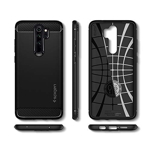 Spigen, Funda Compatible con Xiaomi Redmi Note 8 Pro [Rugged Armor] Absorción de Choque Resistente y diseño de Fibra de Carbono [Compatible con Carga Inalámbrica] - [Negro Mate] ACS00268