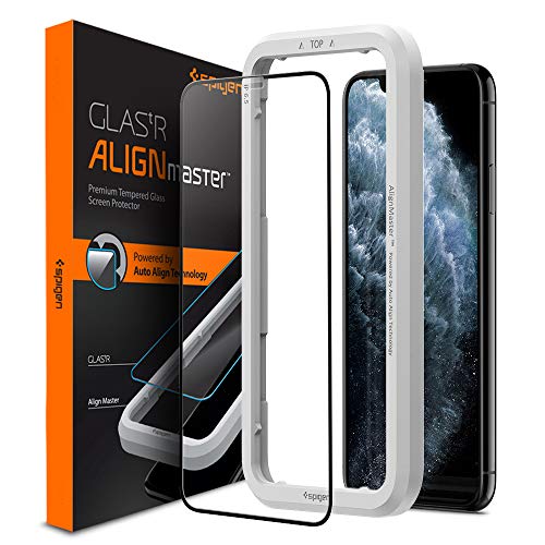 Spigen, Protector Pantalla iPhone 11 Pro (5.8"), Align Master, Cobertura Completa, Marco de Alineación Incluido, Vidrio Templado, Dureza 9H, Compatible con Fundas, Anti-Arañazos (AGL00458)