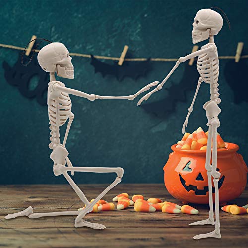 Spooktacular Creations 2pcs Esqueletos de 40.6cm Esqueleto de Cuerpo Entero con Articulaciones Movibles Halloween