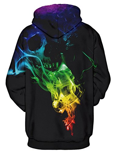 Spreadhoodie Unisexo Sudaderas con Capucha 3D Cráneo Impresa Manga Larga Colorida Fuego Verde Novedad Hoodie Suéter Deporte Capucha M/XL