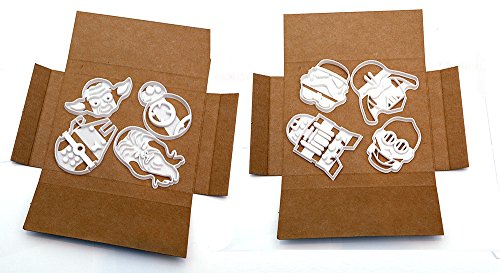 Star Wars cortadores de galletas x 8 BB8, Chewbacca, R2D2, C3PO, Millennium Falcon, Yoda, Storm Trooper y Darth Vader