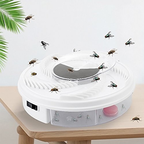 Stecto - Atrapamoscas eléctrico para el control de insectos, no tóxico y giratorio, con atrapamoscas, para el hogar, interiores y exteriores, Varios colores.