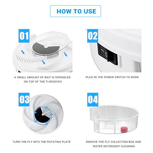 Stecto - Atrapamoscas eléctrico para el control de insectos, no tóxico y giratorio, con atrapamoscas, para el hogar, interiores y exteriores, Varios colores.