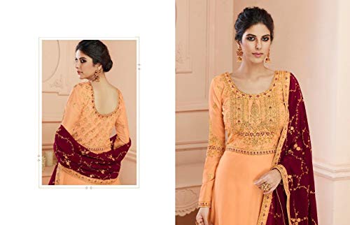 STEP N SHOP.COM Diseñador Indio de Bollywood Desgaste de Fiesta de Seda Tussar Vestido Elegante Anarkali Salwar Kameez Traje Bordado Función Musulmana Deshierbe Desgaste 4004 (XL)