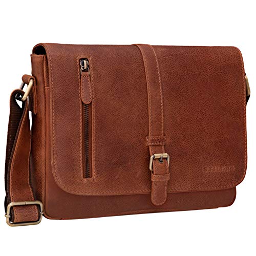 STILORD 'Riley' Bolso Bandolera Piel Marrón Mariconera Bolso Mensajero Vintage Bolso Documentos DIN A5 para Tablet 10.1 Bolso Hombro Pequeño de Cuero, Color:arrona - marrón