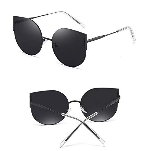 STKJ Estructura Grande Parasol Gato Ojo de la Manera Gafas de Sol de Las Mujeres Planas de Espejo Anti-Light Blue Frog Moda Salvaje Glasses (Dos Paquetes),A