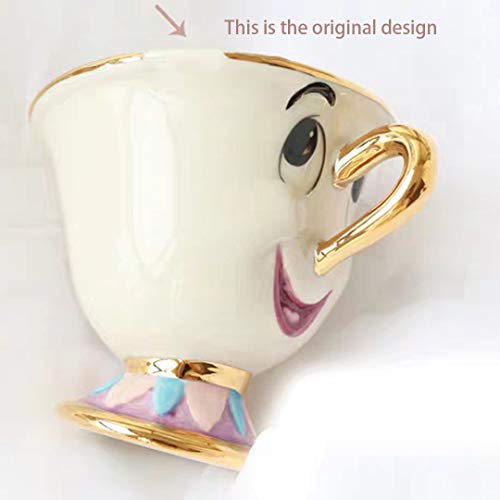 StMandy Beauty and The Best Tea Set Mrs Potts TeaPot and Chip Mug Sculpture Ceramic Tea Set Figurilla