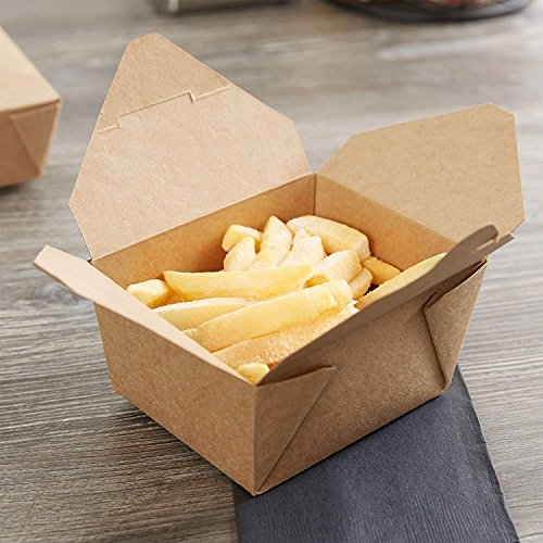 Streetfood Packaging -Caja de papel para almacenar comida para llevar, cartón biodegradable a prueba de fugas, papel kraft marrón, ideal para comida rápida, 769 ml, 450