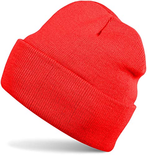 styleBREAKER Gorro Beanie clásico de Punto, Punto Fino Doble y cálido, Unisex 04024029, Color:Rojo