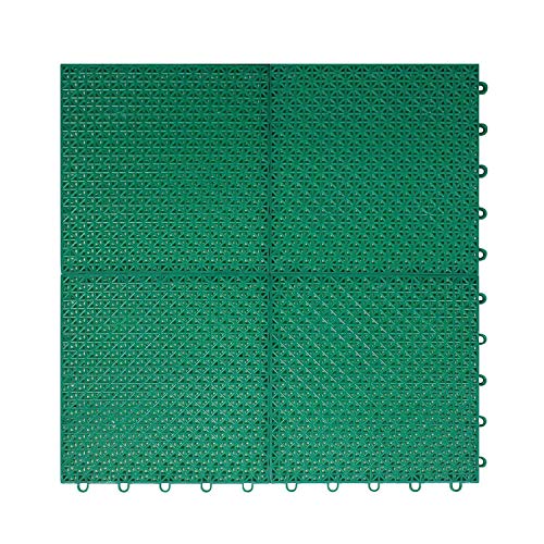 Suelo flotante plastico para jardín exterior deportes Baloncesto Piscina 25x25x1.25cm 16 piezas / 1m2 - suelo plastico rejilla (Baldosas 25x25cm 16 piezas/1m2 verde)