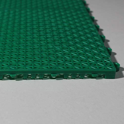 Suelo flotante plastico para jardín exterior deportes Baloncesto Piscina 25x25x1.25cm 16 piezas / 1m2 - suelo plastico rejilla (Baldosas 25x25cm 16 piezas/1m2 verde)