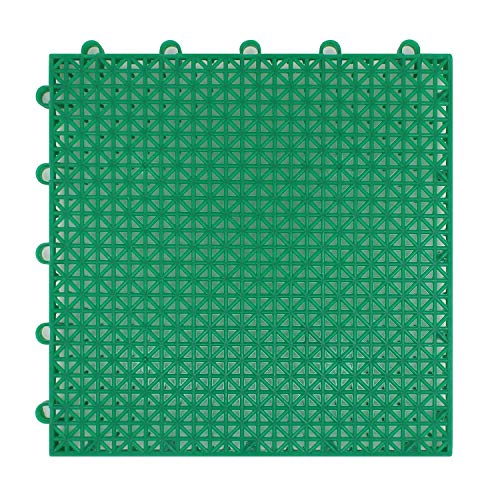 Suelo flotante plastico para jardín exterior deportes Baloncesto Piscina 25x25x1.25cm 16 piezas / 1m2 - suelo plastico rejilla (Baldosas 25x25cm 16 piezas/1m2 verde)