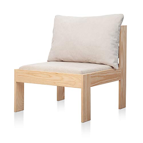 SUENOSZZZ-ESPECIALISTAS DEL DESCANSO Silla de Jardin de Madera de Pino colección Mediterraneo, Madera con Acabado Natural y cojín en Tela Beige