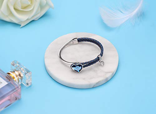 SUE'S SECRET Cinderella Collar Pulsera para Mujer con Cristales Swarovski Oval Azul, Regalos Navidad Viene con Caja de Regalo, sin níquel