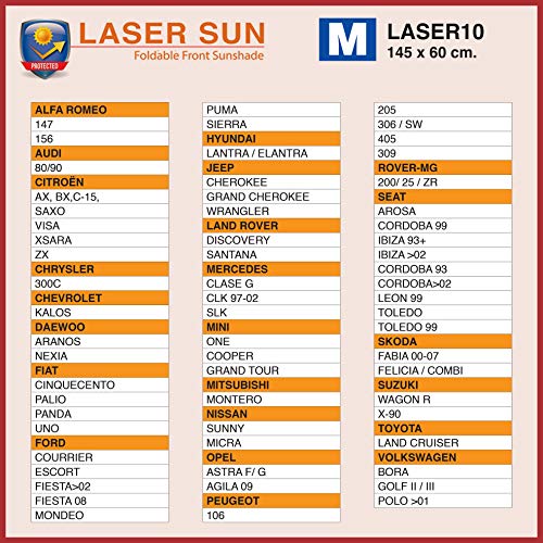 Sumex LASER10 Parasol Delantero, Laser Sun, 145X60 cm