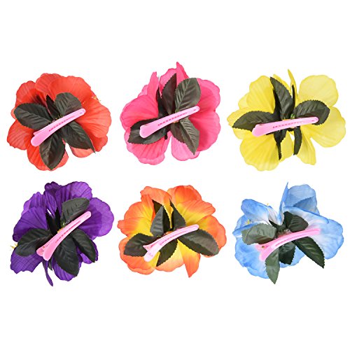 Sumind Pinzas Hawaianas de Flores de Pelo Clips de Pelo para Suministros de Decoración de Fiesta de Disfraz, 6 Colores, 12 Piezas