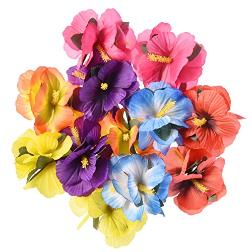 Sumind Pinzas Hawaianas de Flores de Pelo Clips de Pelo para Suministros de Decoración de Fiesta de Disfraz, 6 Colores, 12 Piezas