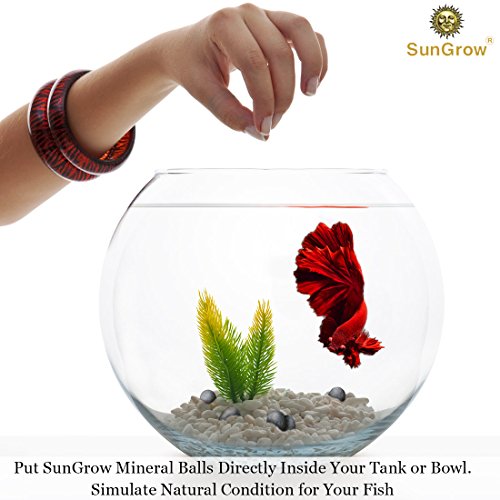 SunGrow Bolas minerales, 18 g, bolas de turmalina ricas en calcio para un equilibrio perfecto, decoración de acuario para peceras, 10 unidades