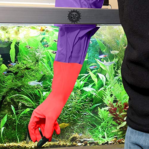 Sungrow Guantes De Cambio De Agua Para Acuarios, Diseño Antideslizante De 19.6 Pulgadas De Largo, Mantienen Las Manos Y Los Brazos Secos, Asegura El Mantenimiento Regular De La Pecera, 1 Par