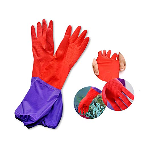 Sungrow Guantes De Cambio De Agua Para Acuarios, Diseño Antideslizante De 19.6 Pulgadas De Largo, Mantienen Las Manos Y Los Brazos Secos, Asegura El Mantenimiento Regular De La Pecera, 1 Par