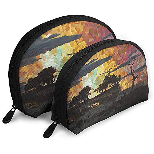 Sunset Tree Natural Dusk Art Painting Bolsas portátiles Bolsa de Maquillaje Bolsa de Aseo Bolsas de Viaje portátiles multifunción con Cremallera