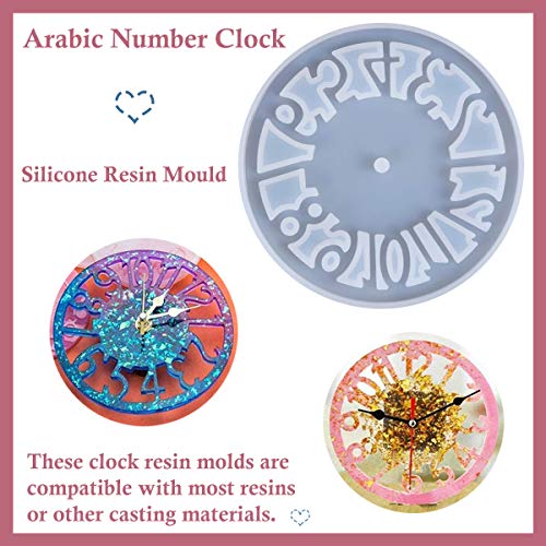 SUNSK Reloj Silicona Molde Resina Epoxi Transparente Molde DIY Hacer Joyas Herramienta Romanos Arábica Números Reloj Bricolaje Manualidades 2 piezas