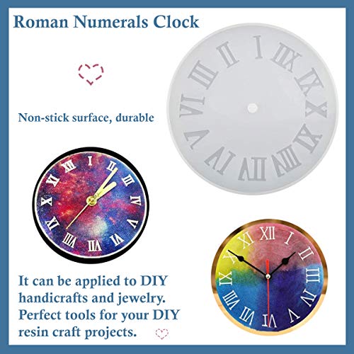 SUNSK Reloj Silicona Molde Resina Epoxi Transparente Molde DIY Hacer Joyas Herramienta Romanos Arábica Números Reloj Bricolaje Manualidades 2 piezas