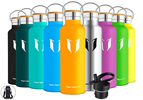 Super Sparrow Botella de Agua aislada al vacío de Acero Inoxidable, diseño de Pared Doble, Boca estándar - 500ml - Eco Friendly & BPA Gratis - para Correr, Gimnasio, Yoga, Ciclismo