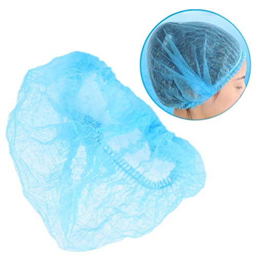 SUPVOX 10pcs Gorro desechable de No tejida de cabeza del pelo cubierta de red para el Servicio Médico de Maquillaje para maquillaje de limpieza de tatuaje (azul)