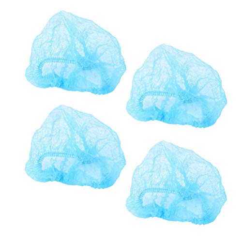 SUPVOX 10pcs Gorro desechable de No tejida de cabeza del pelo cubierta de red para el Servicio Médico de Maquillaje para maquillaje de limpieza de tatuaje (azul)