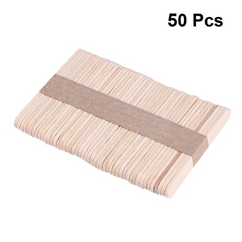 SUPVOX 50 Piezas Palos de Madera de Manualidades Palos de Madera para Helados Abanico Bricolaje Artesanía Espátula de Cera