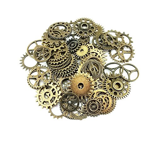 Surtido de abalorios para colgantes con diseño de engranajes de ruedas de reloj antiguos de estilo retro steampunk, 100 g, para manualidades DIY, accesorios para hacer joyas