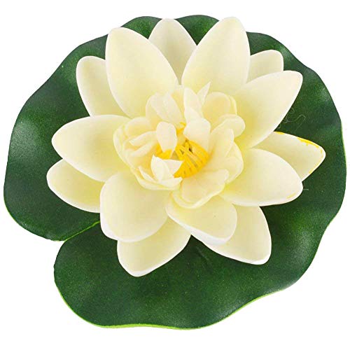 SwirlColor Flores flotantes Artificial Lotus Blossom Foam Flotante Lotus Leaves Estanque Decor-5 Piezas Lotus Flotante y 10 Piezas Hojas de Espuma