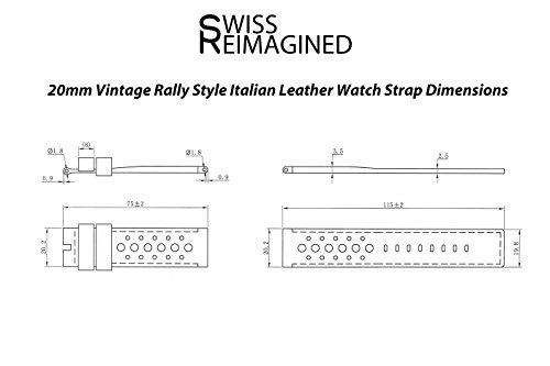 SWISS REIMAGINED Vintage SWISS REIMAGINED Correa de Reloj de Cuero Italiano - Estilo de Rally - Hebilla de Acero Inoxidable Cepillado - 24mm Cuero Nobuck Marron