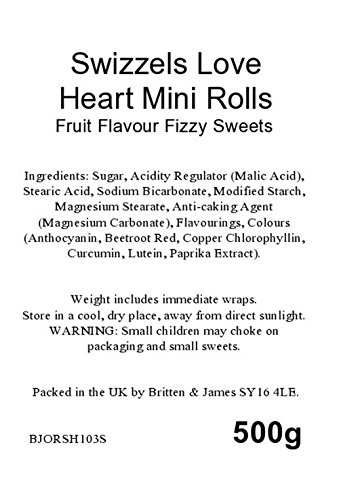 Swizzels Love Heart Mini Rolls 500g Feast of Sweets Jar by Britten & James