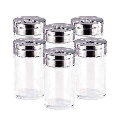 sylbx Tarros de Especias, 6pcs Cristal Especias Latas, Herméticos Tarro Cristal, Botes para Condimentos Ideal para Sal, Pimienta, Hierbas o Especias para Preservar el Aroma