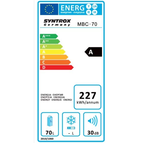 Syntrox Germany A 70 litros de silencio 30 dB Mini frigorífico silencioso Hotel Frigorífico