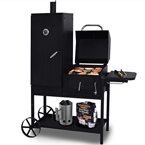 Syntrox Germany Smoker Bovini 2 - Barbacoa para ahumar, barbacoa de carbón vegetal