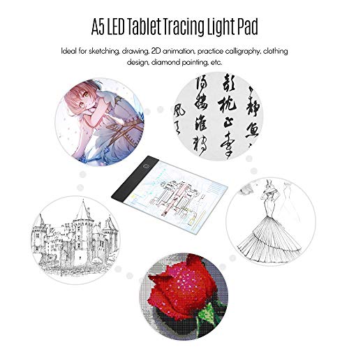 Tablilla digital para copiar, Almohadilla de luz de tableta gráfica LED A5 para trazado de copia de dibujo